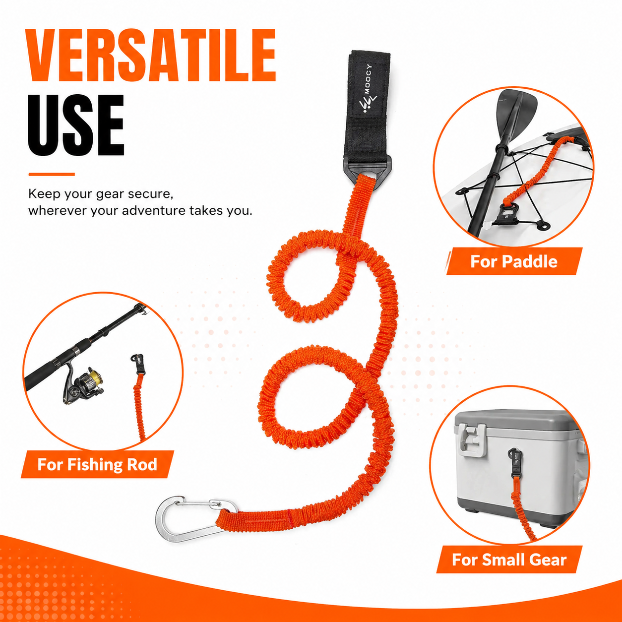Coiled Paddle Leash Orange Kay - đánh giá và giá Fishing Kayak Paddle Leash