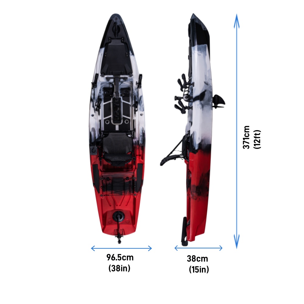 HDPE 12ft Single Person Ocean  - đánh giá và giá Fishing Kayak Pedal Drive
