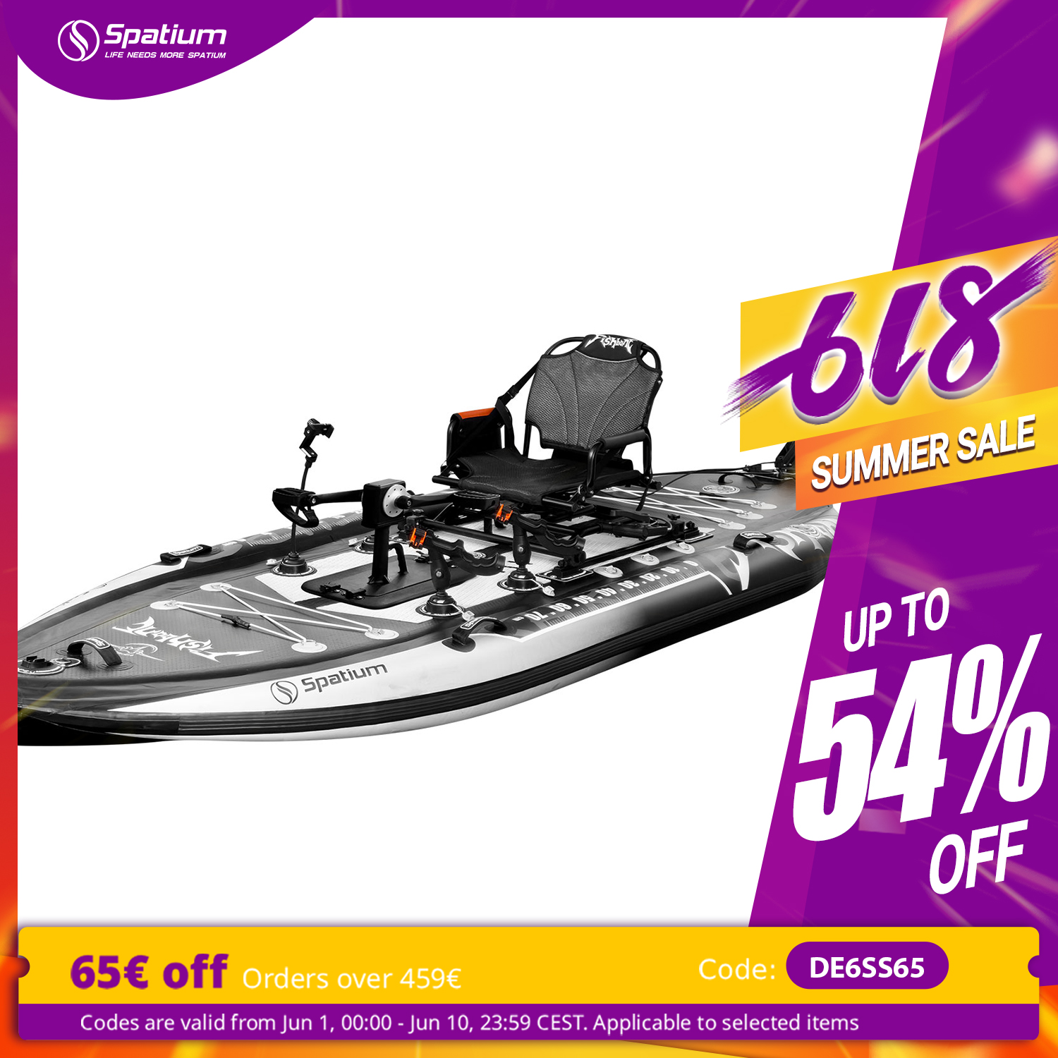 Spatium Pedal Kayak Inflatable - đánh giá và giá Fishing Kayak Pedal Drive