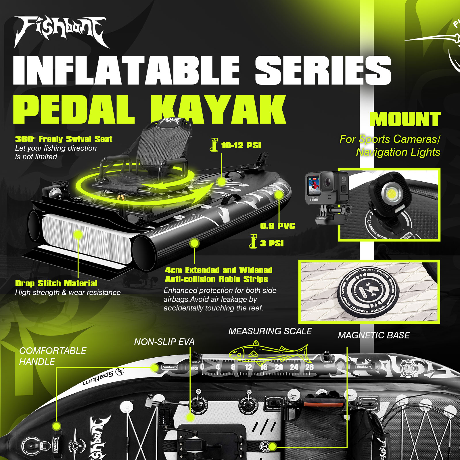 Spatium Pedal Kayak Inflatable - đánh giá và giá Fishing Kayak Pedal Drive